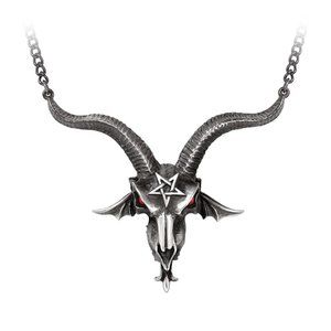 Alchemy Gothic Baphometic Necklace Large Baphomet Pendant Red Eyes Pentagram NWT